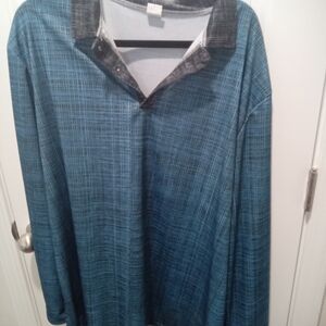 SHEIN Blue Long Sleeve Polo Shirt Men's Big & Tall